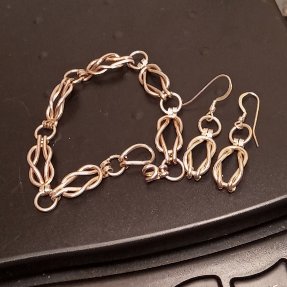 Sterling Silver Southwestern Bracelet & Earrings
